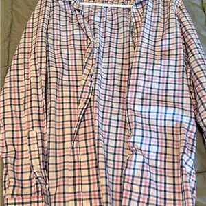 Banana Republic Men's Plaid Shirt - Pink and Blue
